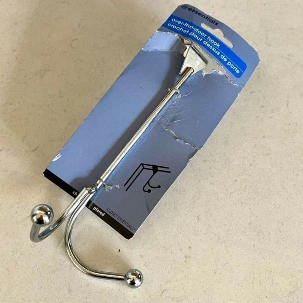 Essentials Over-the-Door Double Hooks New Chrome Plated Silver‎ Color